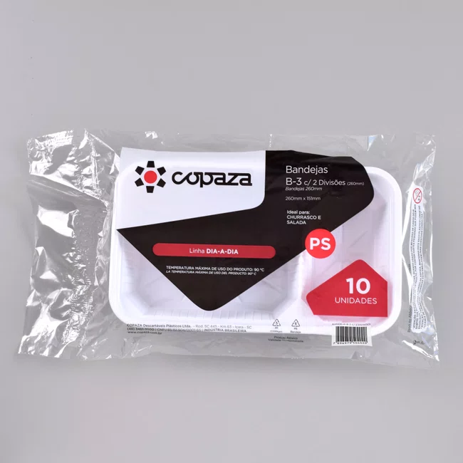 Bandeja com 2 Divisões 3,50x15,00x26,00 - C/10 Unidades