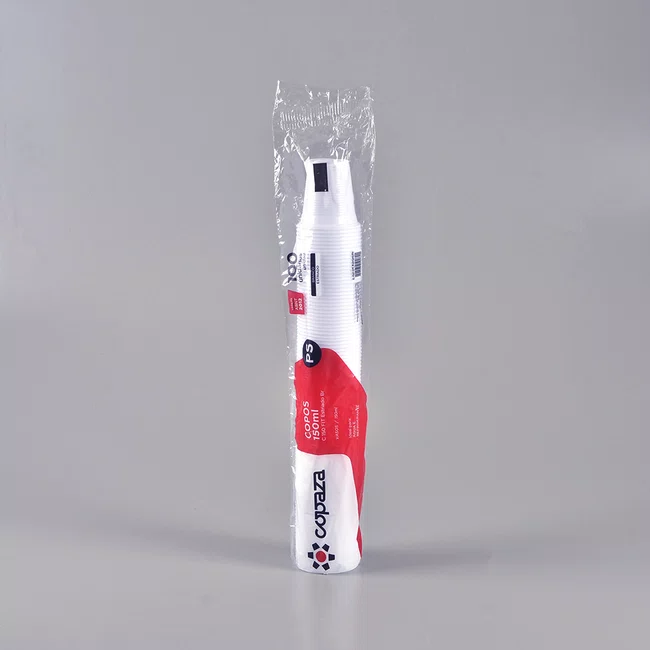 Copo Copaza Descartável Branco Estriado 150 ml 100 Unidades