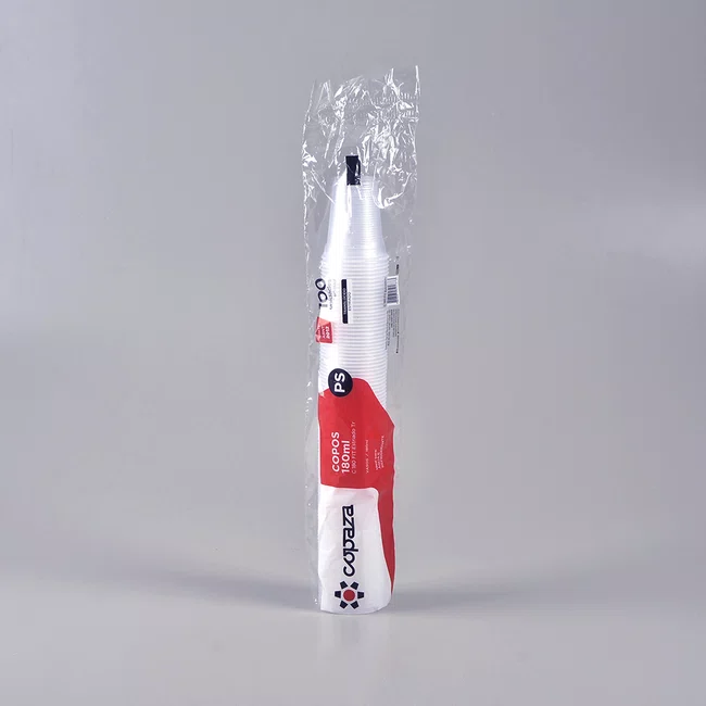 Copo Copaza Descartável Transparente Estriado 180 ml 100 Unidades
