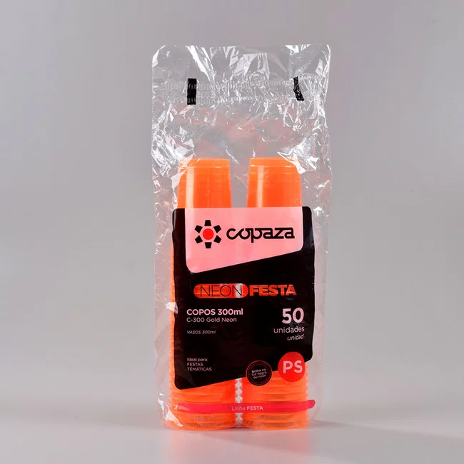 Copo Gold Neon Laranja 300 ml - C/50 Unidades