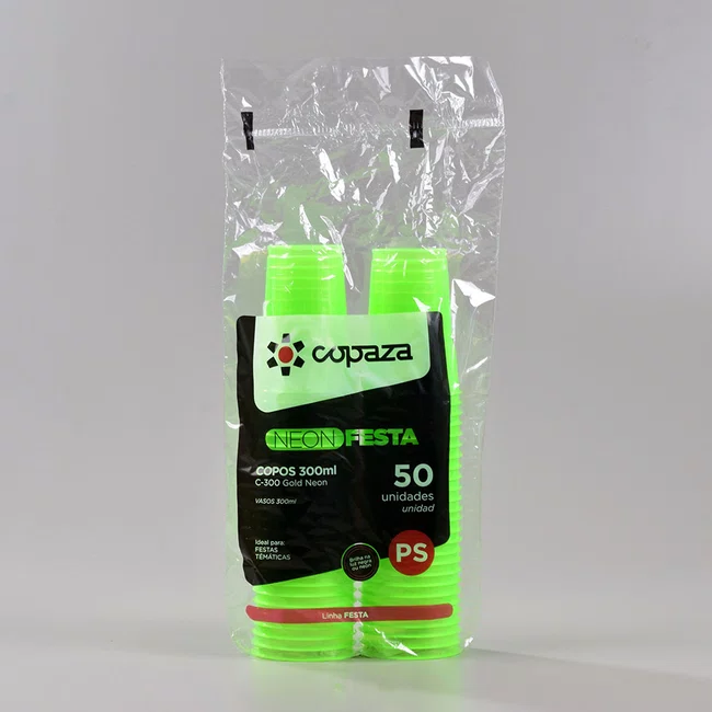 Copo Gold Neon Verde 300 ml - C/50 Unidades