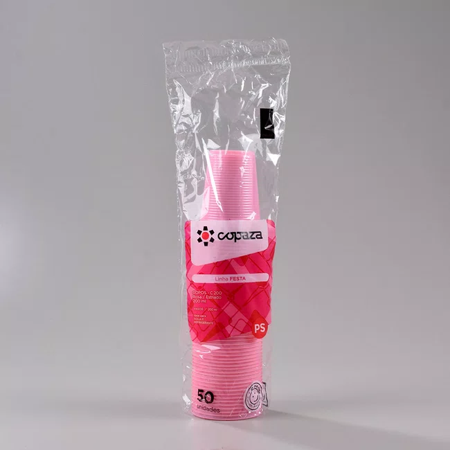 Copo Rosa 200 ml - C/50 Unidades