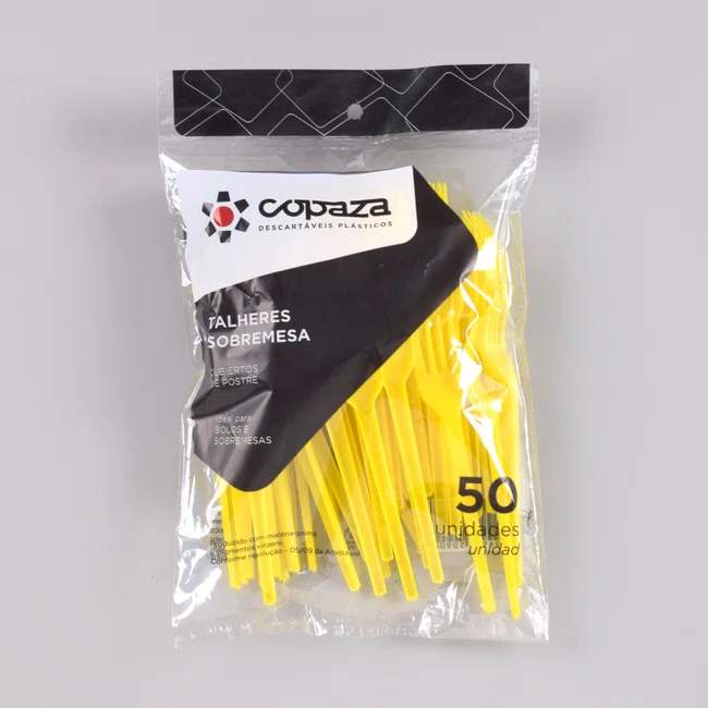 Garfo Sobremesa Amarelo 12,00 cm - C/50 Unidades