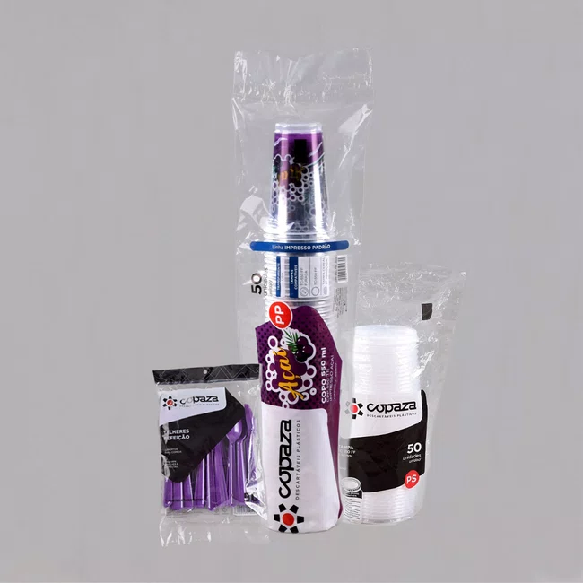 Kit Açaí - Copo Personalizado Açaí 550 ml, Colher Roxa e Tampa - C/50 Unidades