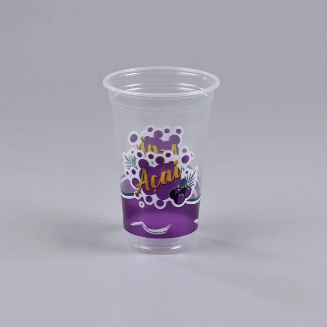 Kit Açaí - Copo Personalizado Açaí 550 ml, Colher Roxa e Tampa - C/50 Unidades