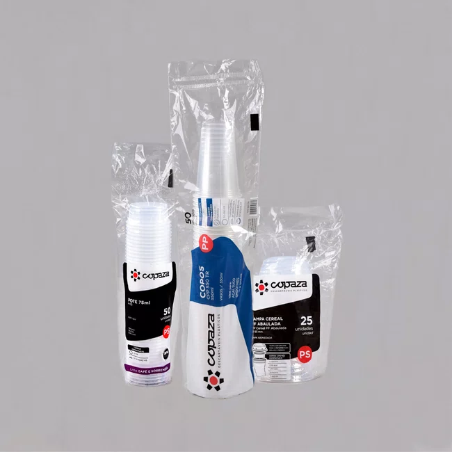 Kit Salada - Copo 550 ml, Pote 75 ml e Tampa Abaulada - C/50 Unidades