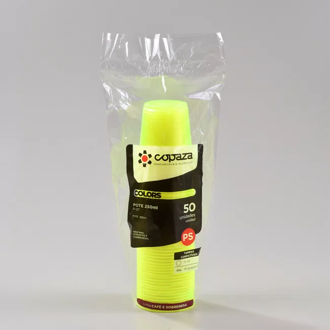 Pote Amarelo Redondo 250 ml - C/50 Unidades