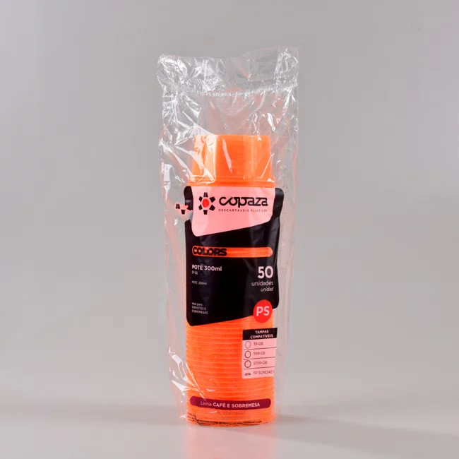 Pote Laranja Redondo 300 ml - C/50 Unidades