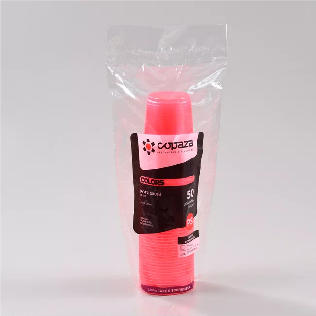 Pote Rosa Redondo 250 ml - C/50 Unidades