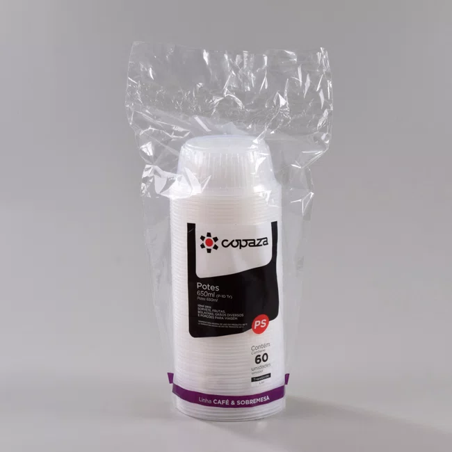 Pote Transparente Combate 650 ml - C/60 Unidades