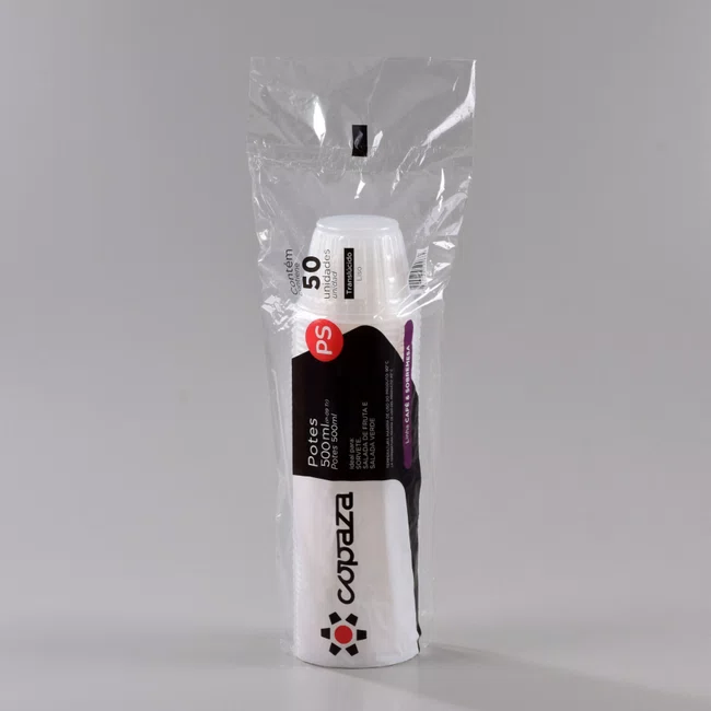 Pote Transparente Combate Com Relevo 500 ml - C/50 Unidades