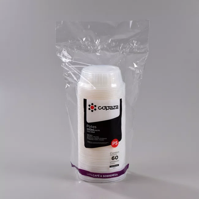 Pote Transparente Combate Com Relevo 500 ml - C/60 Unidades