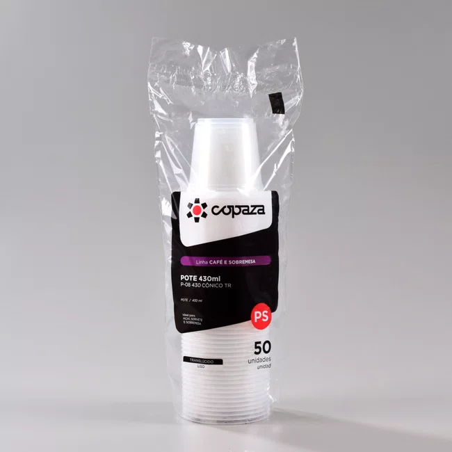 Pote Transparente Cônico 430 ml - C/50 Unidades