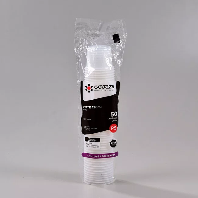 Pote Transparente Redondo 120 ml - C/50 Unidades