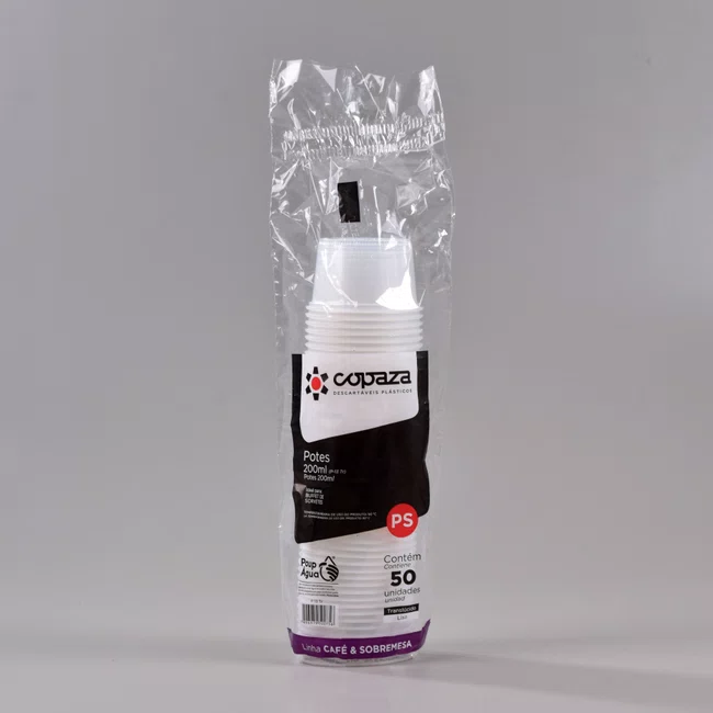 Pote Transparente Redondo 200 ml - C/50 Unidades