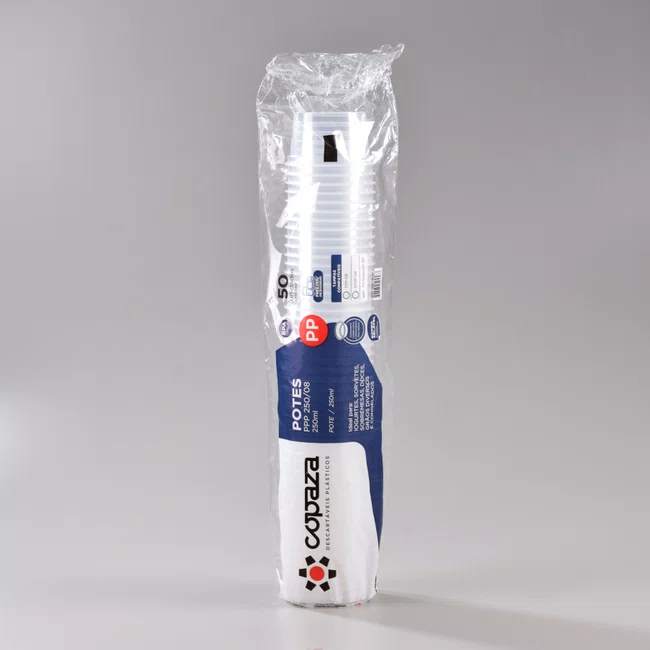 Pote Transparente Redondo 250 ml - C/50 Unidades