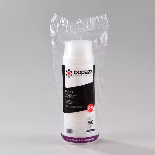 Pote Transparente Redondo 300 ml - C/50 Unidades