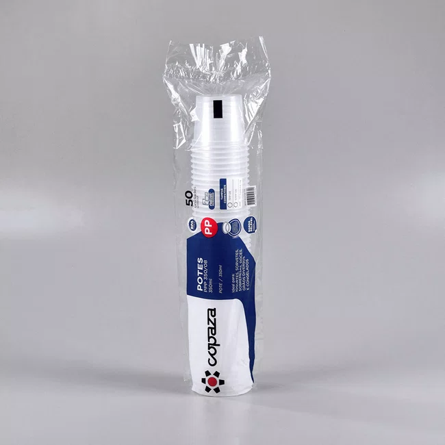 Pote Transparente Redondo 350 ml - C/50 Unidades