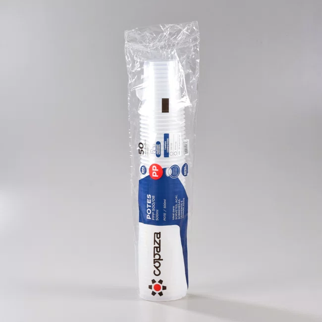 Pote Transparente Redondo 500 ml - C/50 Unidades