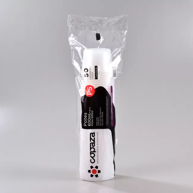 Pote Transparente Redondo 600 ml - C/50 Unidades