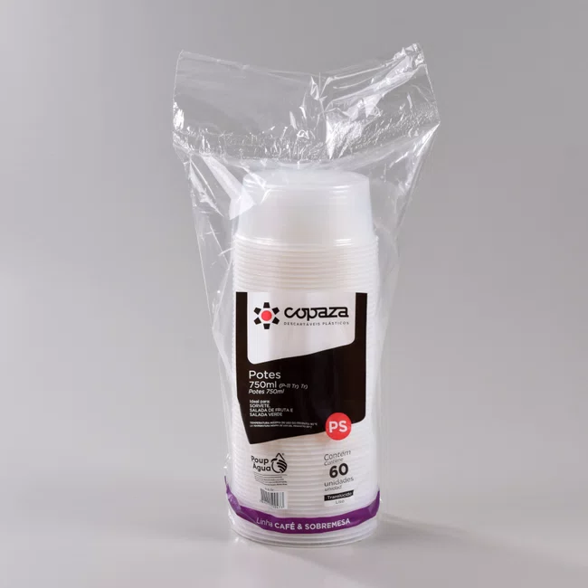 Pote Transparente Redondo 750 ml - C/60 Unidades