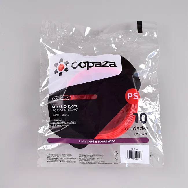 Pote Vermelho Cumbuca 150 ml - C/10 Unidades