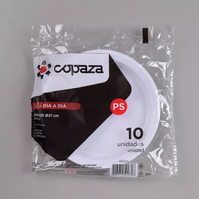 Prato Branco 21 cm - C/10 Unidades