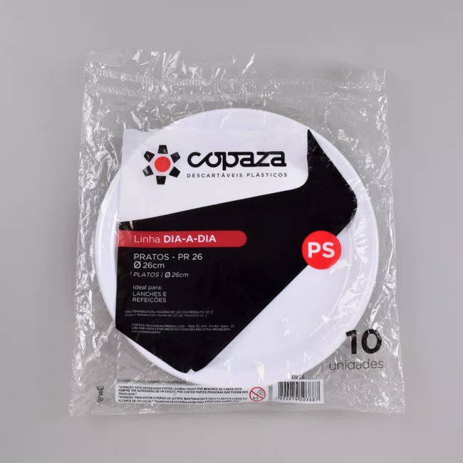 Prato Branco 26 cm - C/10 Unidades