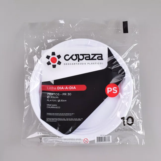 Prato Branco 30 cm - C/10 Unidades