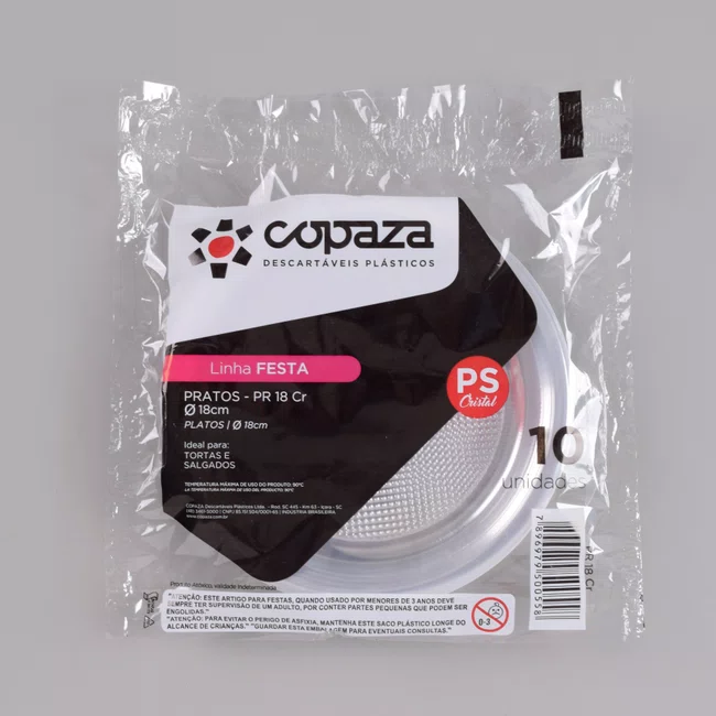 Prato Cristal 18 cm - C/10 Unidades