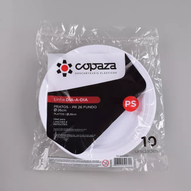 Prato Fundo Branco 26 cm - C/10 Unidades