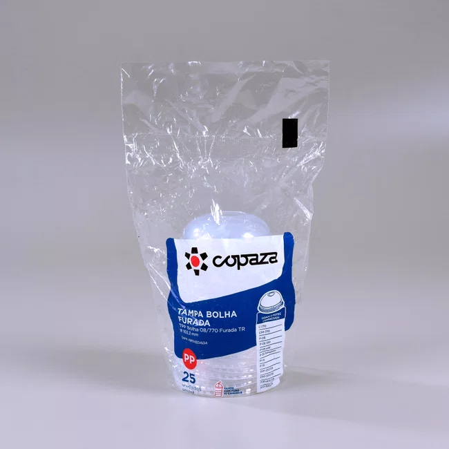 Tampa Bolha Furada Transparente 08 - C/25 Unidades