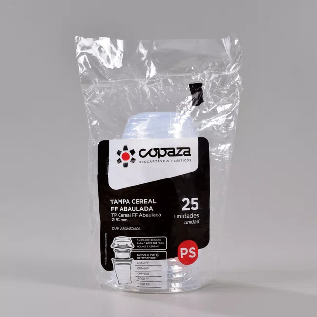Tampa Cereal Abaulada Super Transparente - C/25 Unidades