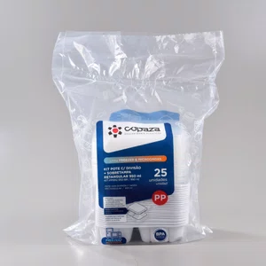 Pote Com Divisão Retangular Com Sobretampa 950 ml - C/25 Unidades