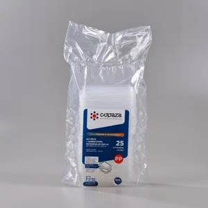 Pote Retangular Com Sobretampa 500 ml - C/25 Unidades
