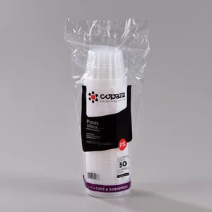 Pote Transparente Gomado 300 ml - C/50 Unidades