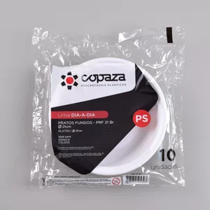 Prato Fundo Branco 21 cm - C/10 Unidades