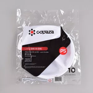 Prato Fundo Com Divisão Branco 24 cm - C/10 Unidades